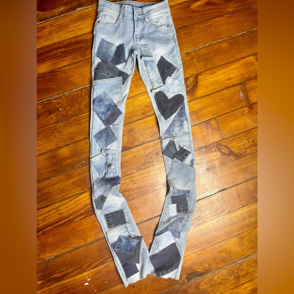 Custom Stacked Patchwork Jeans